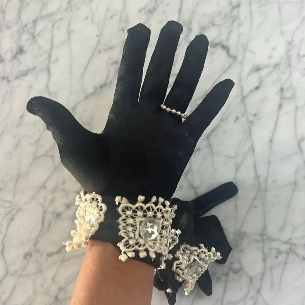 Fancy Gloves with attached bracelet and Ring Womens Gloves